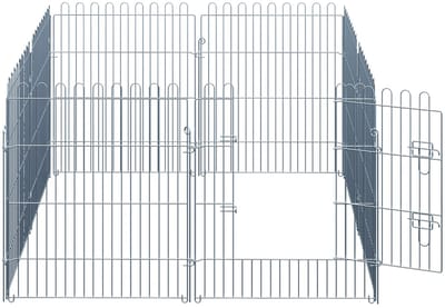 Merax Puppyren 8-Delig – Metalen Puppyren voor Buiten en Binnen – Uitbreidbare Hondenren met Deur – 63 x 76 cm per Paneel – Verzinkt Staal – Zilver
