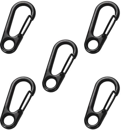 Mini Ophanghaakjes – 5 Stuks – S-karabijnhaak – Metalen Veergesp - Karabijnhaken – DIY & Hobby - Geschikt voor Paracord Outdoor Wandelen Kamperen Backpacken Accessoir - Zwart