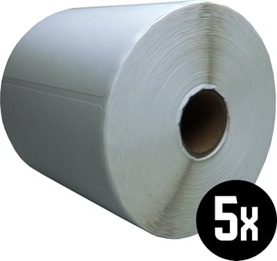 DULA Compatible Zebra Labels 90x50mm - 1000 etiketten per rol - kern 25mm - Wit - Permanent - 5 rollen