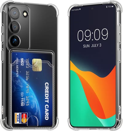 kwmobile Hoesje met kaarthouder voor Samsung Galaxy S23 - telefoonhoesje met kaartsleuf - Soft Case - beschermhoesje in transparant