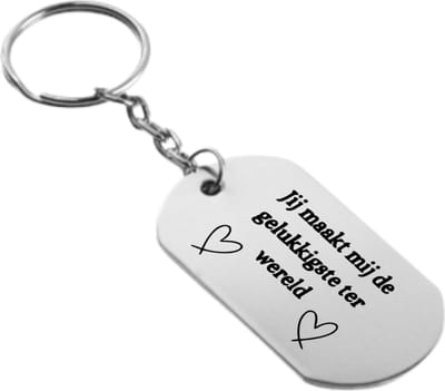 Akyol - jij maakt mij de gelukkigste ter wereld sleutelhanger - Quotes - familie vrienden - cadeau - 54 x 29mm