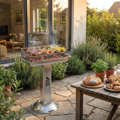 RVS houtskool barbecue verstelbare hoogte met aslade ventilatie voor tuin camping buiten gebruik
