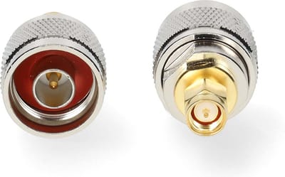 Nedis SMA-Adapter - SMA Male - N-Male - Verguld - 50 Ohm - Recht - PVC - Goud / Zilver - 2 Stuks - Doos