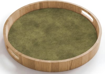Dienblad rond 40x40 cm - Schootdienblad hout - Textuur - Abstract - Groen - Borrelplank rechthoek - Plateau houten dienbladen