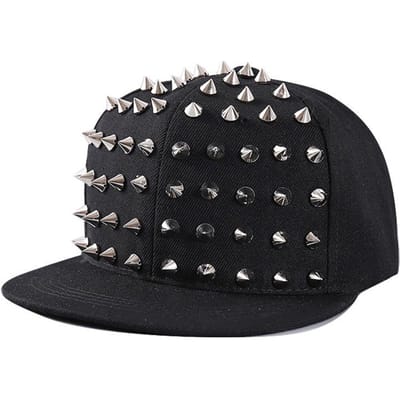Nieuwe Straat Gepersonaliseerde Mode Nieten Eendenbek Pet Hip Hop Straatdans Platte Rand Baseballpet Adjustable black