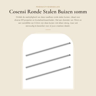 Dailygoods- Roestvrijstalen Buis 10mm OD - 0.2mm Wanddikte - 150mm Lengte - Set van 3 - Naadloze Buis - Duurzaam en Esthetisch - Stalen Buis