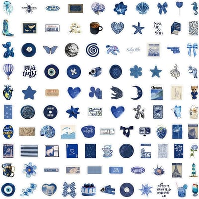 103 Vel Blauwe Element Stickers Esthetische Decoratieve Decals Voor Telefoonhoesje Laptop Journal Sticker Story Winkel blue