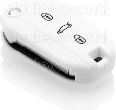 Autosleutel Hoesje geschikt voor Citroën - SleutelCover - Silicone Autosleutel Cover - Sleutelhoesje Wit