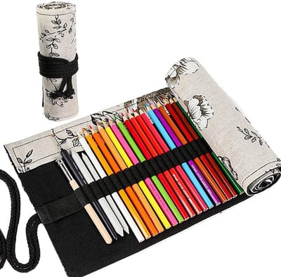 Canvas Etui voor 72 Potloden, Draagbare Pennenrol voor Kunstenaars en School, Praktische Opbergoplossing voor Kantoor en Creatieve Projecten
