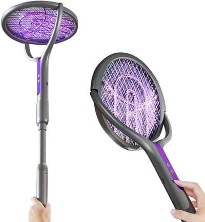 6-in-1 Elektrische Vliegenmepper met Draaibare Kop, Oplaadbare Insectenbestrijding en Telescoopstang voor Effectieve Muggenbestrijding