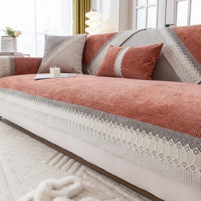 Kant Chenille Sofakussen Geavanceerde Antislip Slijtvaste Bankhanddoek Kussensloop Kleurblokkering Woonkamer Sofa Stofhoes 70x70cm 1pcs