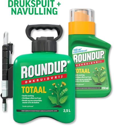 Roundup Totaal Onkruidvrij Bundel – 2,5L Kant‑en‑Klaar Sprayer + 250 ml Concentraat Navul – voor 135 m² – Onkruidverdelger - Onkruidverwijderaars zonder glyfosaat