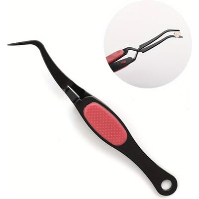 De Hobbyworker 12cm Roestvrij Staal Zwart Omgekeerd Klem pincet Roestvrij Staal Zacht Handvat Pincet Gebogen Fijne Punt Pincet voor DIY Kralen Sieraden Ook