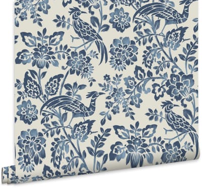 Laura Ashley Adain Palace Behang - Bloemen - 10mx52cm - Blauw