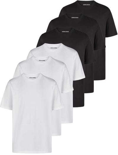 Jack & Jones Heren T-Shirt JACJEANS CREW NECK TEE 6 Pack regular fit Veelkleurig XL Ronde Hals Volwassenen Effen Katoenmix T-shirts