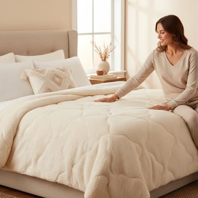 Bedsupplies-Lazy Dekbed- Dekbed Zonder Overtrek - Teddy - 200x200 - Ecru
