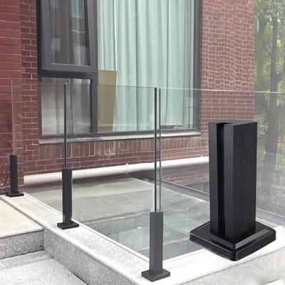 Glazen balustrade - Glazen hek - Balkon afzetten - Zonder glas boren - Voor 10/12mm glas - Zwart