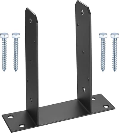 Stevige U-vormige paalsteunen voor houten hekken, pergola's en schuttingpalen met bevestigingsplaten, 10 cm