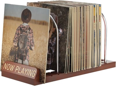 Vinyl Platenstandaard met Antislip Groeven - Opslag voor 50 LP's en Album Houder
