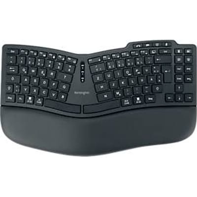 Toetsenbord Kensington Pro Fit™ Ergo KB675 EQ TKL, draadloos, oplaadbare batterij, QWERTZ, voor maximaal 3 eindapparaten, palmsteun, PCR, zwart
