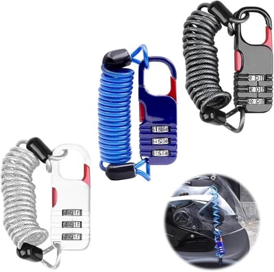 Helm slot set 3 stuks – 3-cijferige combinatie, zinklegering, voor bagage, fiets, motor, scooter