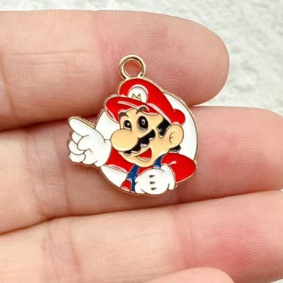 10 stuks Schattige Super Mario Bros DIY Sleutelhanger Metaal Handgemaakte Legering Anime Game Sleutelhanger Sleutelring Cadeau voor Fans white