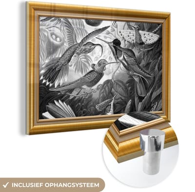 MuchoWow® Glasschilderij 60x40 cm - Schilderij acrylglas - Oude meesters - Kunstwerk - Lijst - Gold - Foto op glas - Schilderijen