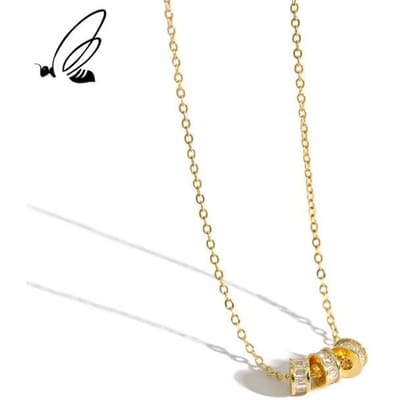 925 Sterling Zilveren Ketting Voor Dames Ronde Zirkonia Hanger Goud Mode Kettingen Choker Accessoires Fijne Sieraden beige