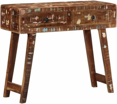 Wandtafel - Halmeubel Banktafel - Decoratie Opbergen - Twee Lades - 90x32x75 cm - Bruin