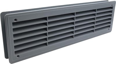 Ventilatierooster Deur - Ventilatie Grille - Luchtcirculatie Verbeteren - Dubbele Shutters - 45x12 cm - Grijs