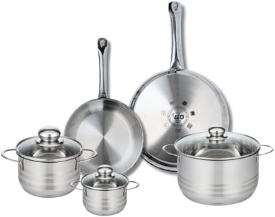 Set van 2 Koekenpannen 24 en 28 cm en 3 Kookpotten 12, 16 en 24 cm Elo Profi Brillant