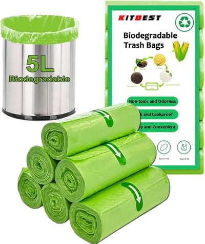 SnelShoppen - Biologisch Afbreekbare Vuilniszakken 120 Stuks 5-8L - Heavy Duty Composteerbare Keukenafvalzakken - Milieuvriendelijke Afvalzakken voor