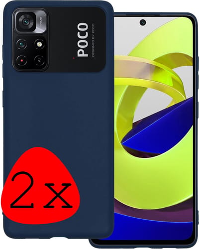 Hoesje 2 Stuks - Geschikt voor Xiaomi Poco M4 Pro 5G - Sterk & Shockproof - Case Siliconen - Back Cover - Telefoon Hoes - Donkerblauw