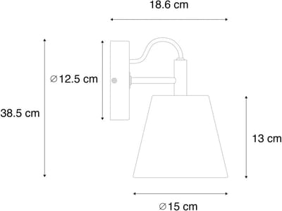 Landelijke houten wandlamp met grijze lampenkap - E14 fitting - Max 40W