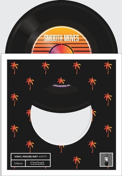 Mustard Smooth Moves ronde muismat in vinylplaat stijl 25 cm zwart