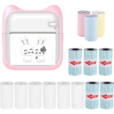 Mini imprimante photo de poche, machine d'impression thermique portable 190 dpi, connexion BT sans fil pour P-6 rose