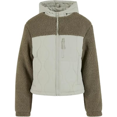 Urban Classics Sherpa Crinkle Nylon Mix Dames Tussenseizoensjas - groen - XS