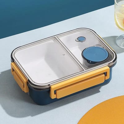 850ml Lunchbox Plastic Draagbaar Magnetronbestendig Bento Box met Sausbakje Kantoor School Reizen Lekdichte Voedselbewaardoos white