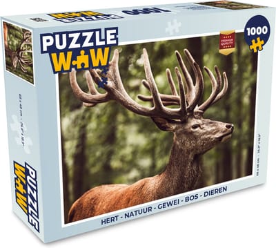 Puzzel Hert - Natuur - Gewei - Bos - Dieren - Legpuzzel - Puzzel 1000 stukjes volwassenen
