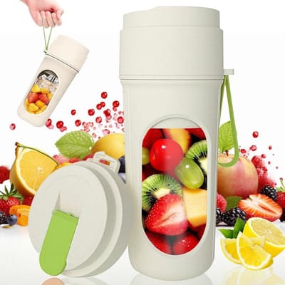 Draagbare Mixer - Smoothie Maker - Gezonde Drankjes Maken - 12 Roestvrijstalen Bladen - 450ml Capaciteit - Wit