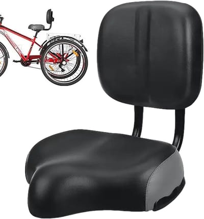 Fietszadel met rugleuning - Extra breed zadel - Comfortabel fietsen - Verstelbare rugleuning - 395 x 315 x 099 cm