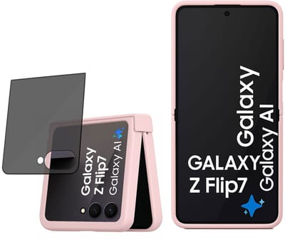 Technow hoesje + Privé Screenprotector geschikt voor Samsung Galaxy Z Flip 7 – Privacy Tempered Glass - Back Case - Cover - Roze