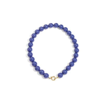 Big Beady Babe Charm Ketting | RVS & Resin | Donkerblauw | Kralen Ketting | Grote Kralen (15mm) | Beste Cadeau Voor Haar