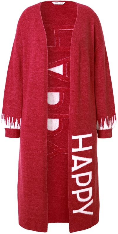 Angel of Style - Dames - Lang vest straight fit HAPPY-statements - Baksteenrood - Maat 46+