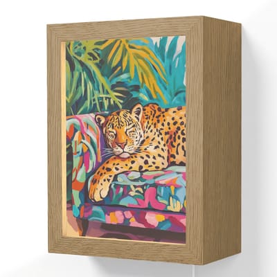 Wandlamp 15x20 cm - Oplaadbaar - Luipaard - Kleurrijk - Tropisch - Wandlampen binnen woonkamer - Slaapkamer lamp met kabel - Decoratieve nachtlamp - Vloerlamp snoer