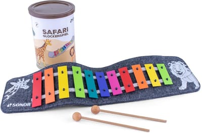 Safari Klokkenspel - Orff Instrument - Muziek Maken - Vrolijke Kleuren - 16 x 11 x 11 cm - Meerkleurig