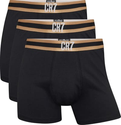 CR7 Heren Boxershorts Effen Zwart Gold 3-Pack - Maat L