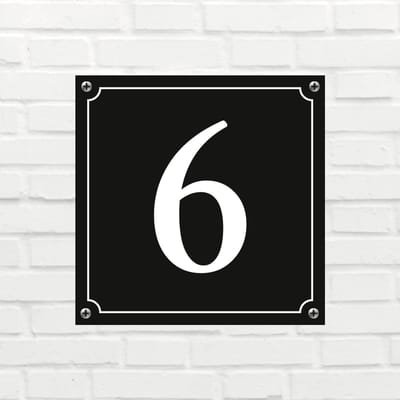 Huisnummerbord Klassiek - Nummer 6 - 14 x 11 cm - incl. bevestiging | - naambord - nummerbord - voordeur