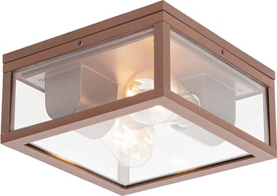 QAZQA charlois - Design Plafondlamp voor buiten - 2 lichts - L 24 cm - Roestbruin - Industrieel - Buitenverlichting