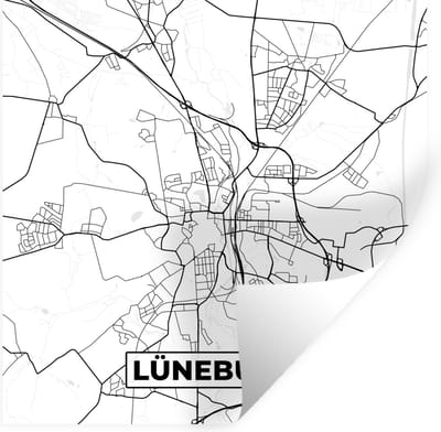 Muurstickers - Sticker Folie - Lüneburg - Plattegrond - Kaart - Stadskaart - 100x100 cm - Plakfolie - Muurstickers Kinderkamer - Zelfklevend Behang XXL - Zelfklevend behangpapier - Stickerfolie